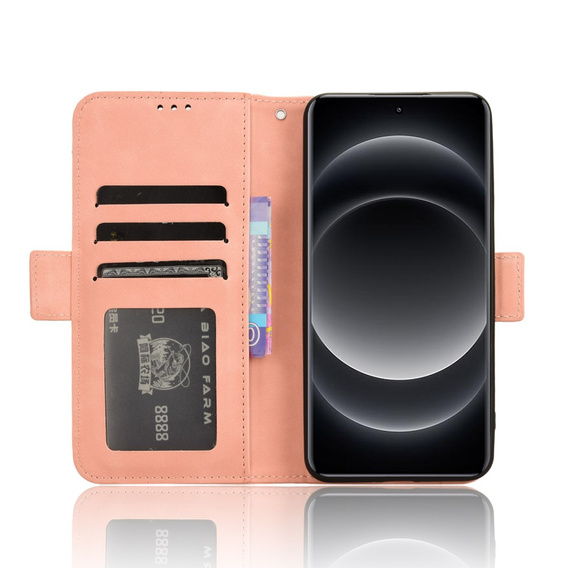 Cu clapetă pentru Xiaomi 14 Ultra, Card Slot, roz