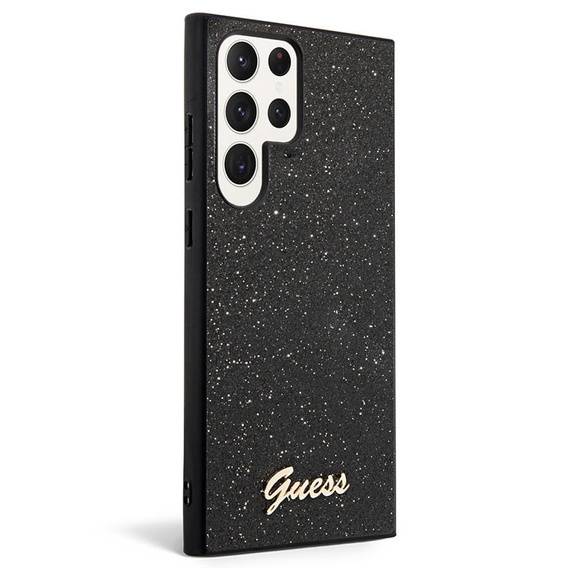 GUESS Huse pentru Galaxy S24 Ultra, Glitter Script Hardcase, negru