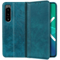 Huse pentru Sony Xperia 5 IV 5G, Wallet Litchi Leather, verde