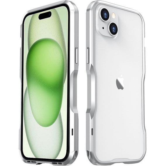 Husa LUPHIE pentru iPhone 15 Plus, Armor Bumper, de argint