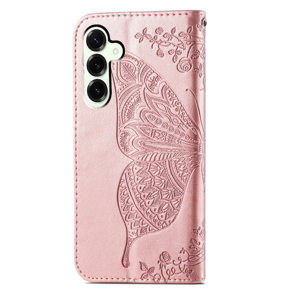 Cu clapetă pentru Samsung Galaxy S25 FE, Butterfly, roz rose gold