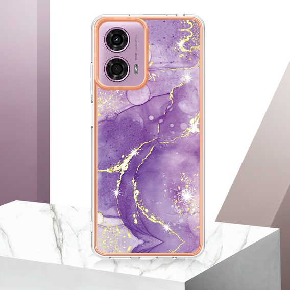Carcasă de protecție pentru Motorola Moto G24 / G24 Power / G04, Marble Slim Case, violet închis