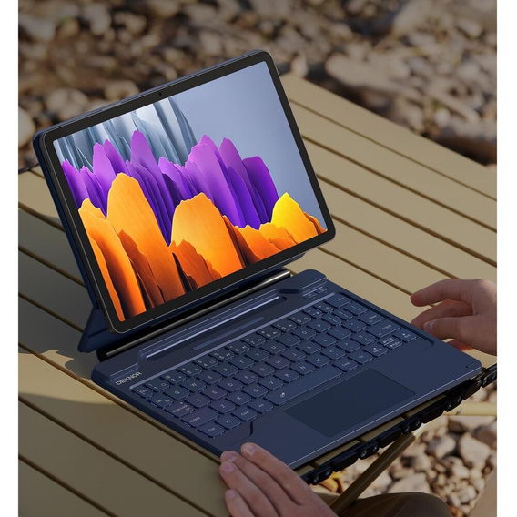 Husă tastatură pentru Samsung Galaxy Tab S10 Lite / S10 FE / S9 FE / S9, Dexnor Magnetic Keyboard Touchpad, albastru