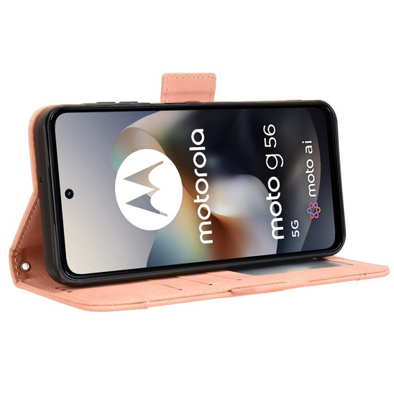 Cu clapetă pentru Motorola Moto G56 5G, Card Slot, roz