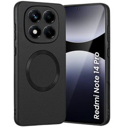 Huse pentru Xiaomi Redmi Note 14 Pro 5G, Leather Hybrid MagSafe, negru