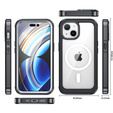 Carcasă pentru iPhone 15, blindată Full Protect 360° pentru MagSafe, sticlă pentru ecran, negru