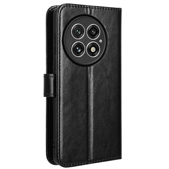 Cu clapetă pentru OnePlus 13, Crazy Horse Wallet, negru