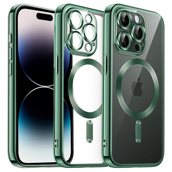 Husă pentru iPhone 14 Pro Max, Electro MagSafe, verde + Sticlă pentru ecran