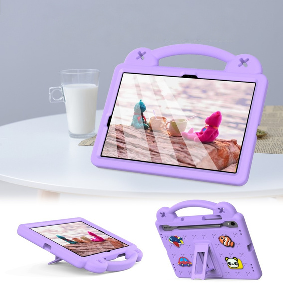 Husă pentru copii pentru Samsung Galaxy Tab S7/S8/S9, Cute Patterns, cu suport, violet