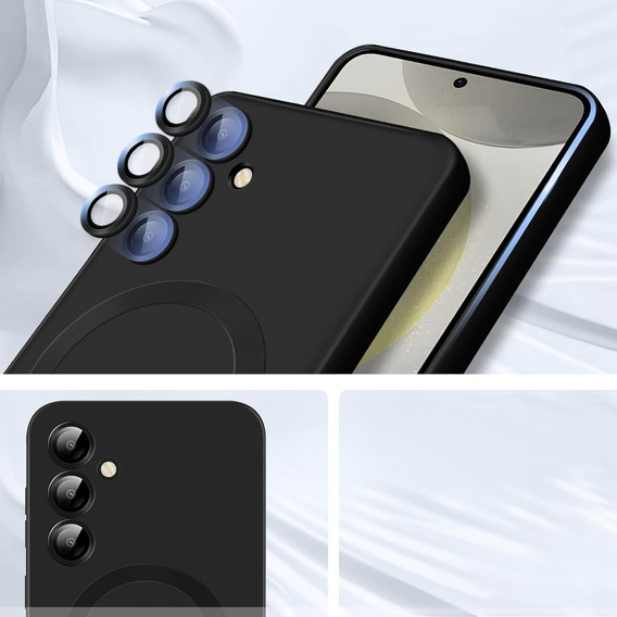 Carcasă pentru Samsung Galaxy S25+ Plus, ColorMag, pentru MagSafe, negru + sticlă călită 9H