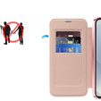 Cu clapetă pentru Samsung Galaxy S25, RFID Wallet MagSafe CamShield, roz