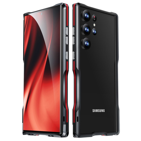 Husa LUPHIE pentru Samsung Galaxy S24 Ultra, Armor Bumper, negru / roșu