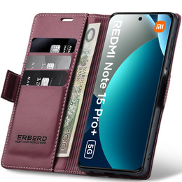 Husă flip lucioasă ERBORD Litchi pentru Xiaomi Redmi Note 15 Pro Plus 5G / Poco M8 Pro 5G