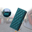 Husă cu clapetă pentru Samsung Galaxy A55 5G, Rhombus Crossbody Leather, verde închis