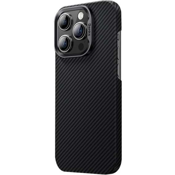 Carcasa BENKS Kevlar pentru iPhone 15 Pro Max, Carbon Fiber, negru