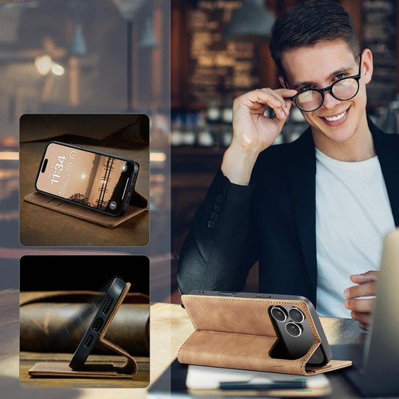 ERBORD Vintage caz - flip portofel pentru iPhone 17 Pro Max