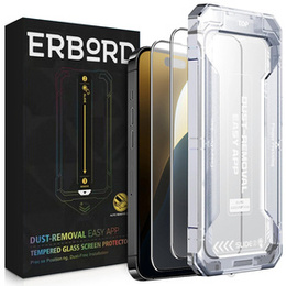 2x ERBORD Easy App Full Screen Protector din sticlă temperată pentru iPhone 17 Pro Max