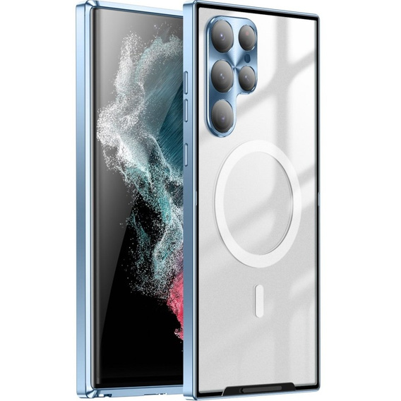 Carcasă de protecție pentru camera foto pentru Samsung Galaxy S22 Ultra, CamShield MagSafe, transparent / albastru