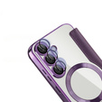 Cu clapetă pentru Samsung Galaxy S25, RFID Wallet MagSafe CamShield, violet