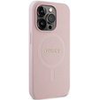 GUESS Huse pentru iPhone 14 Pro, Saffiano MagSafe, roz
