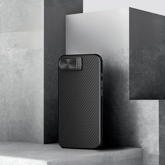 Carcasă pentru iPhone 16e, carcasă blindată Nillkin, Carboprof Case, pentru Magsafe, negru
