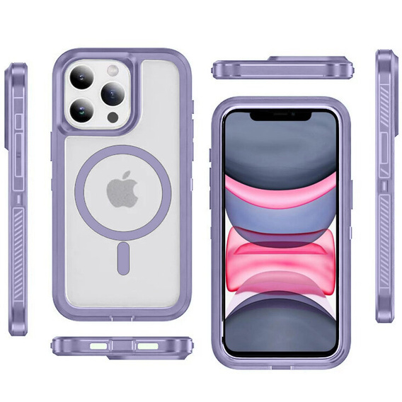 Carcasă cu ramă pentru iPhone 12/12 Pro, pentru MagSafe, transparent / violet