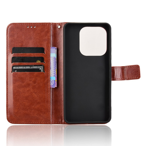 Cu clapetă pentru Xiaomi Redmi Note 14 4G, Crazy Horse Wallet, maro