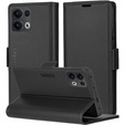 Husă pentru Oppo Reno 13 Pro, ERBORD Glossy Litchi, portofel cu clapetă, negru
