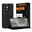 Husă din piele pentru Samsung Galaxy S24, ERBORD LeatherWallet, negru