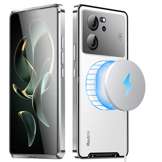 Carcasă de protecție pentru camera foto pentru Xiaomi 13T / 13T Pro, CamShield MagSafe, transparent / argintiu
