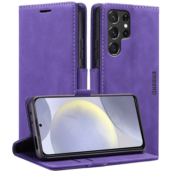 Husă pentru Samsung Galaxy S24 Ultra, ERBORD Vintage, portofel cu clapetă, violet