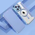 Cu clapetă pentru iPhone 15 Pro, RFID Wallet MagSafe CamShield, albastru