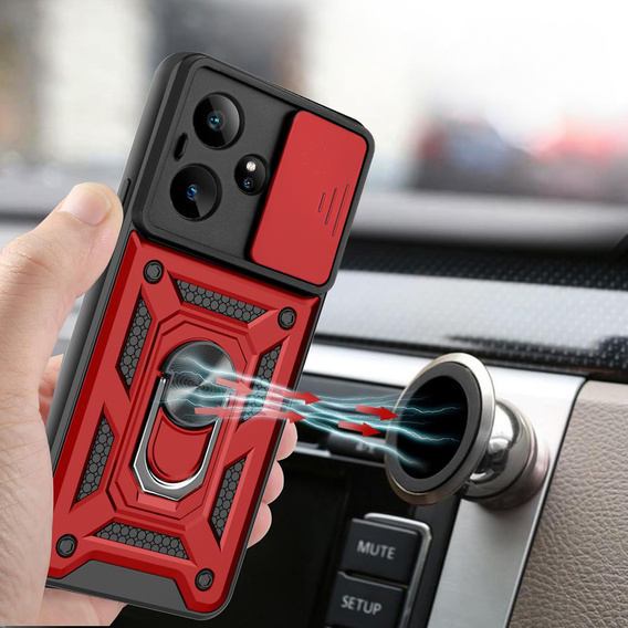 Husă blindată pentru Realme GT 7 / 7T, CamShield Slide, roșu