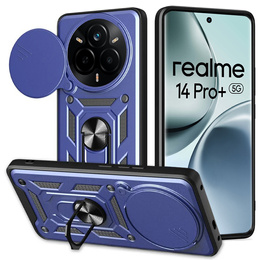 Husă blindată pentru Realme 14 Pro+ 5G, CamShield Slide, albastru