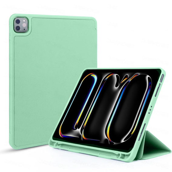Husă pentru Apple iPad Pro 13" 7 gen. 2024 (A2925, Smartcase cu spațiu pentru stylus, verde