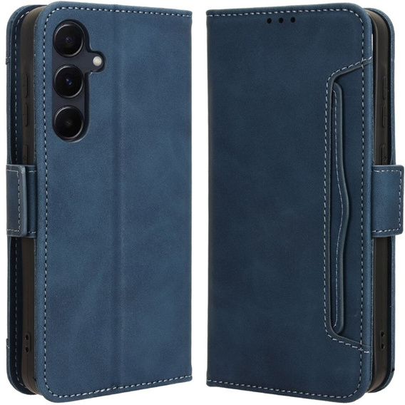 Cu clapetă pentru Samsung Galaxy A55 5G, Card Slot, albastru