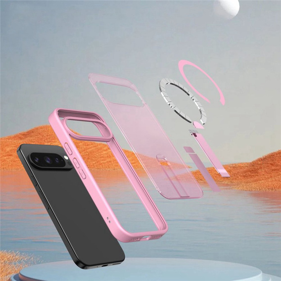 Husă Fusion Hybrid pentru Google Pixel 10 Pro XL, pentru MagSafe, cu suport, roz