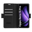 Husă pentru Oppo Reno 13 Pro, ERBORD Glossy Litchi, portofel cu clapetă, negru