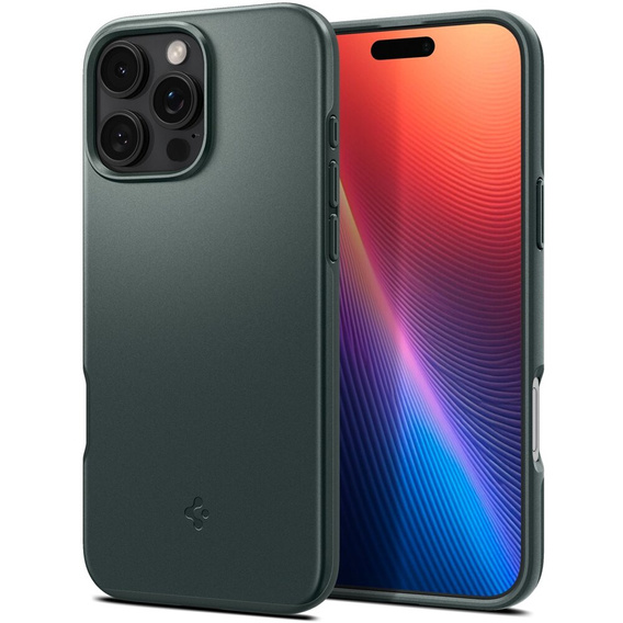 Carcasa Spigen pentru iPhone 16 Pro, Thin Fit Mag, verde + sticlă temperată 9H