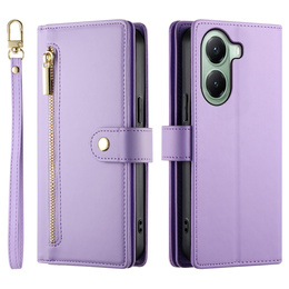 Cu clapetă pentru Xiaomi Poco X7 Pro 5G, Wallet Zipper Pocket, violet