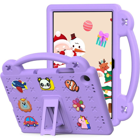 Husă pentru copii pentru Samsung Galaxy Tab A9+, Cute Patterns, cu suport, violet