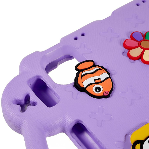 Husă pentru copii pentru Apple iPad Air 11" 6 gen. 2024, Cute Patterns, cu suport, violet