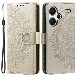 Cu clapetă pentru Xiaomi Redmi Note 13 Pro+, Mandala, de aur
