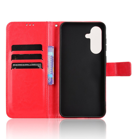 Cu clapetă pentru Samsung Galaxy A56, Crazy Horse Wallet, roșu