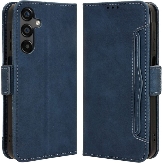 Cu clapetă pentru Samsung Galaxy M35, Card Slot, albastru închis