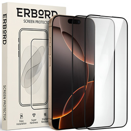 2x sticlă călită ERBORD 3D pentru iPhone 16 Pro Max pentru întregul display