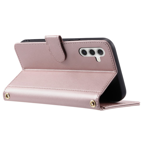 Husă cu clapetă pentru Samsung Galaxy A36 5G, Rhombus Crossbody Leather, roz
