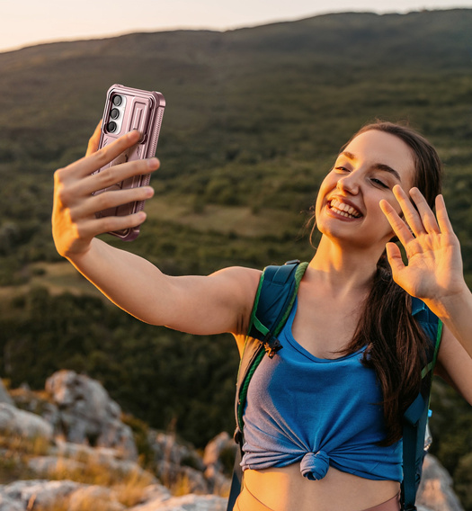 Husă blindată pentru Samsung Galaxy A16, Dexnor Full Body (Two Frames), roz
