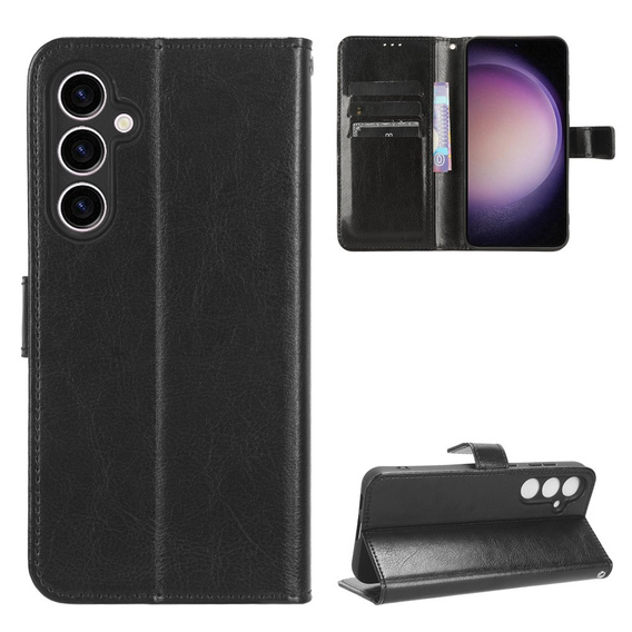 Cu clapetă pentru Samsung Galaxy S23 FE, Crazy Horse Wallet, negru