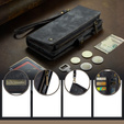 Husă CASEME pentru Samsung Galaxy A56 5G, Retro Leather Wallet, cu curea de umăr, negru